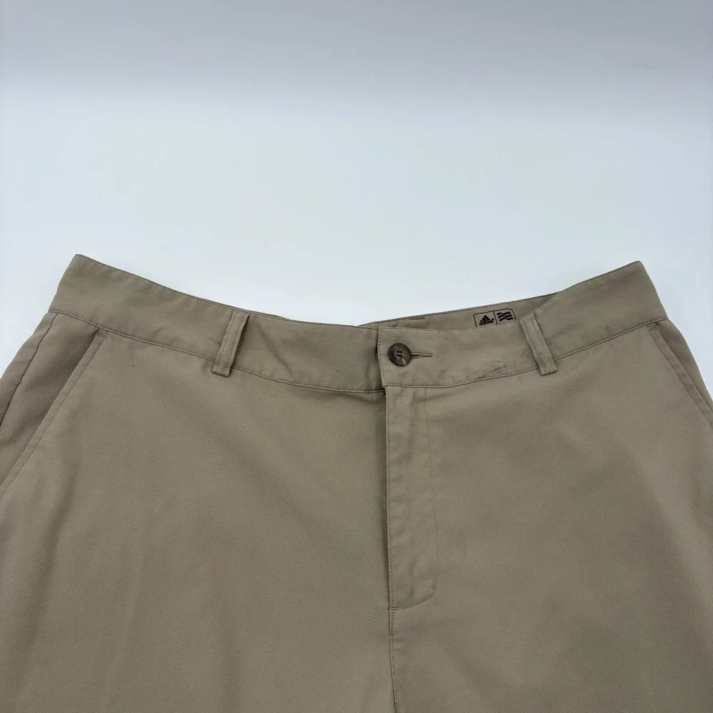 Adidas Golf Shorts Men 36 Khaki Tan Flat Front Performance Athletic W56387